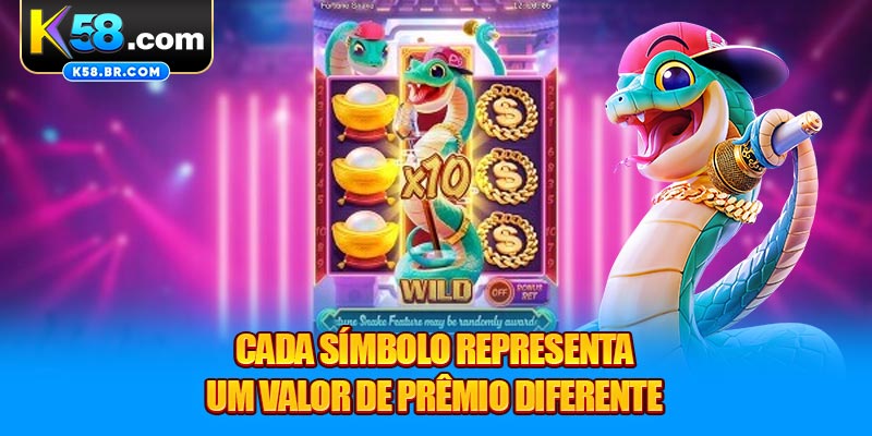 Cada símbolo representa um valor de prêmio diferente